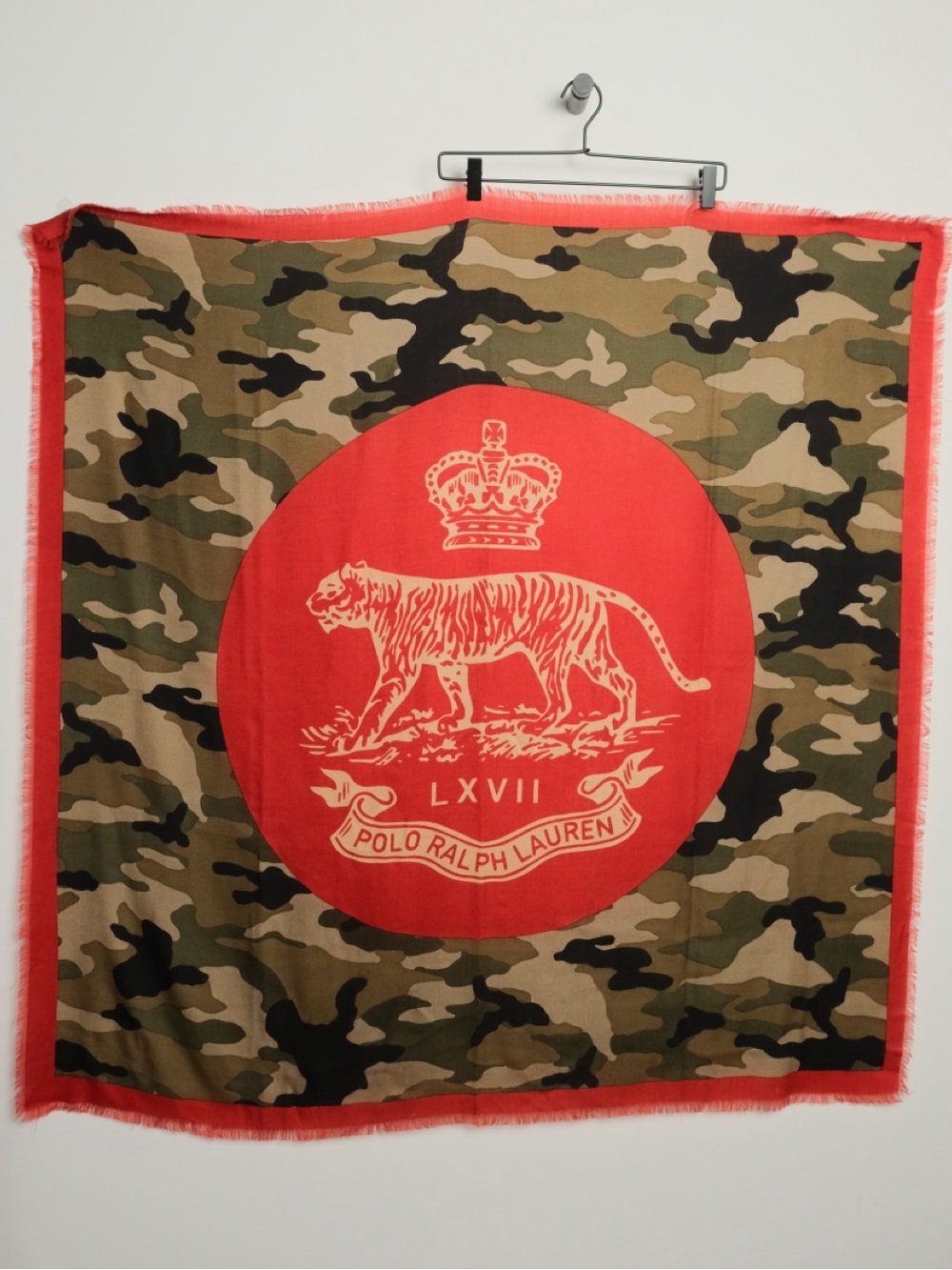 Polo Ralph Lauren Tiger Crest Camo Cashmere Blend Scarf 45 x 45 Rare